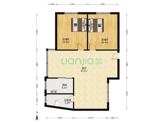蔡正街6号 2室1厅1卫 108平方