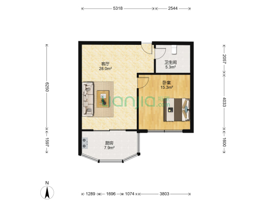 龙江龙高层 1室1厅1卫 76平方