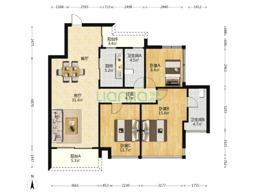 华发琴澳新城四季峰景六期 3室1厅2卫 112平方