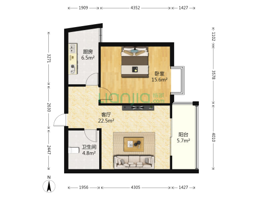 星海颐园 1室1厅1卫 75平方