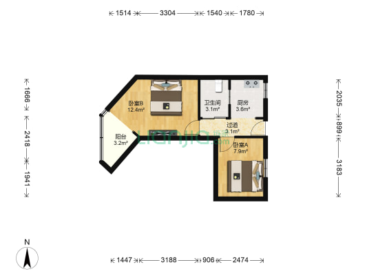 天平小区 2室0厅1卫 49平方
