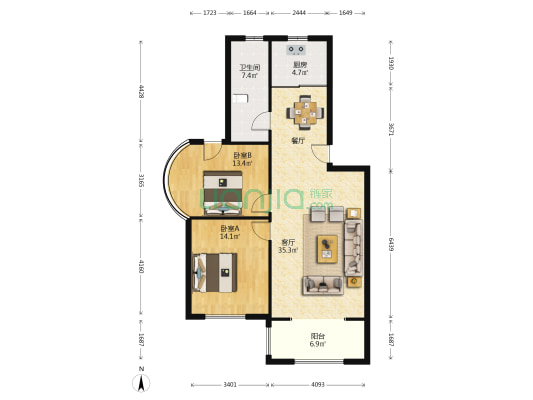 名邦西城秀里 2室1厅1卫 94平方