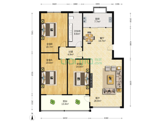十一中宿舍小区 3室2厅1卫 151平方
