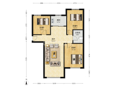 此房满二税少，南北通透格局，楼层好，视野宽阔-涿州K2狮子城南区户型图