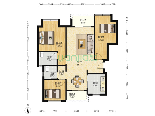 绿城春溪雲庐三期 3室1厅2卫 99平方