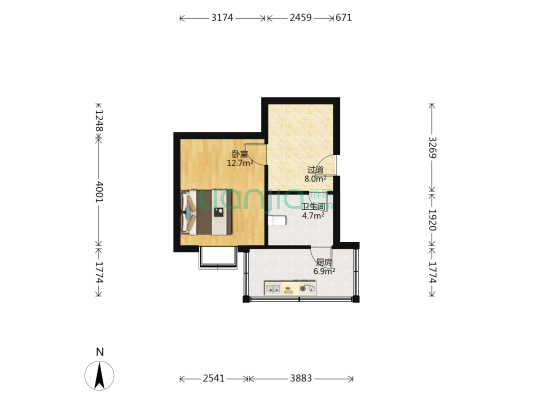 兴华南街21号 1室0厅1卫 50平方