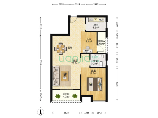 美加史丹佛公馆 2室1厅1卫 80平方