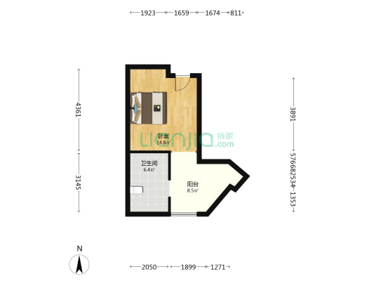 沙磁1938 1室0厅1卫 42平方