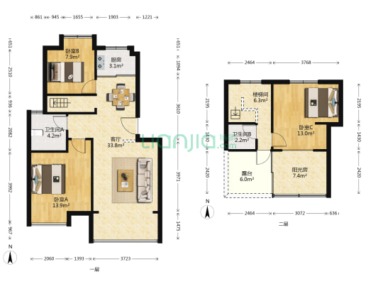 联杨新村南区 3室1厅2卫 102平方