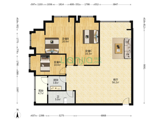 华苑大厦（禅城） 3室1厅1卫 147平方