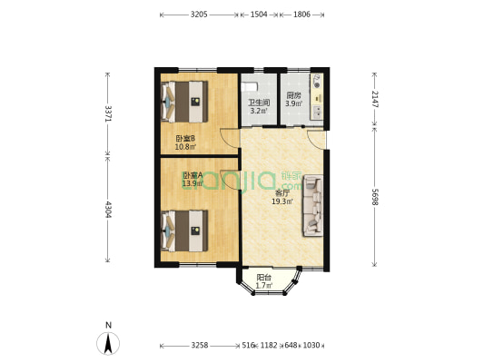 报慈北村二区 2室1厅1卫 65平方