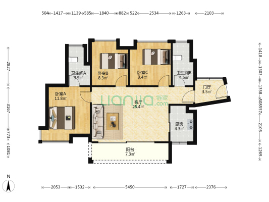 首创·禧悦台 3室1厅2卫 97平方