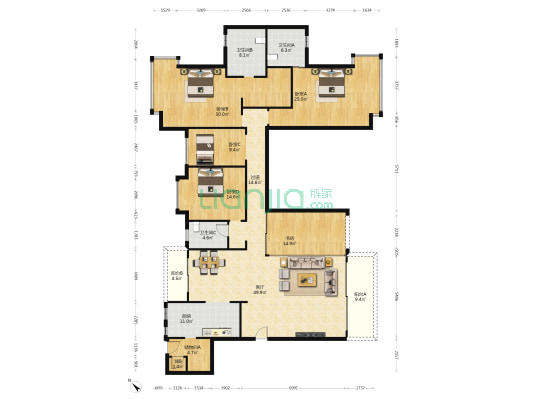 金山谷二期 5室1厅3卫 254平方