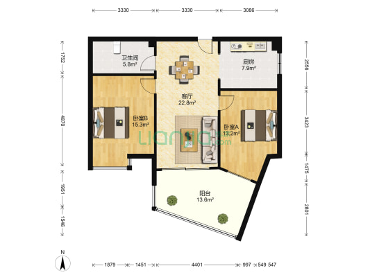 长欣大厦 2室1厅1卫 96平方