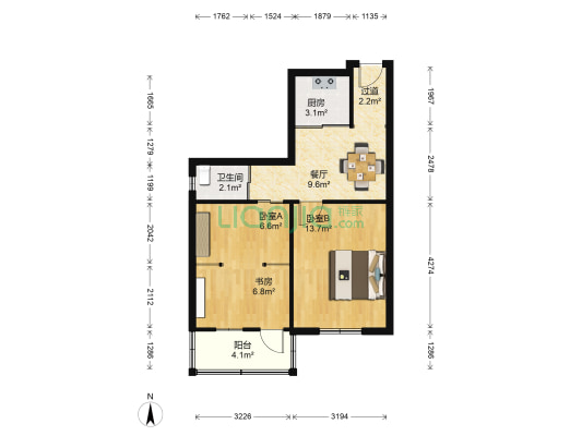 龙王庙 3室1厅1卫 60平方