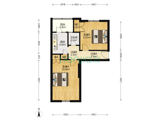建设新街 2室0厅1卫 61平方