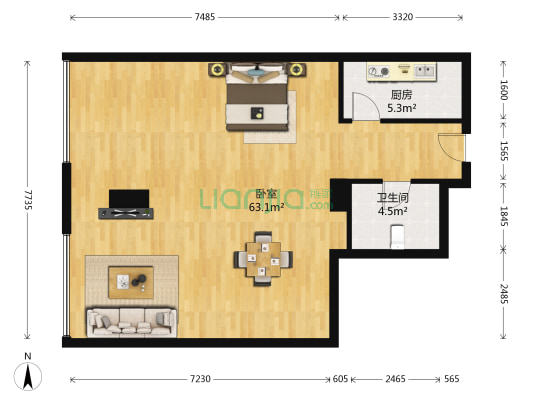 庄家金融大厦 1室0厅1卫 143平方