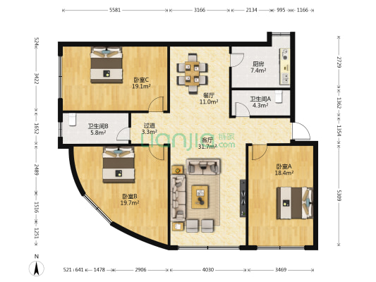 文博路2号 3室2厅2卫 146平方