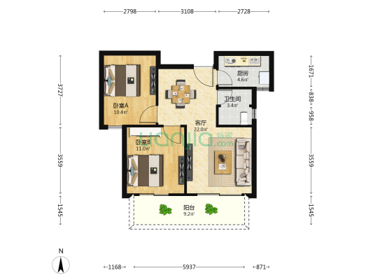 华林青山湖 2室1厅1卫 70平方