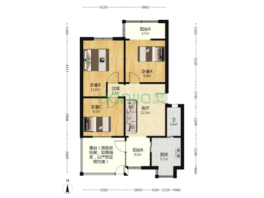 科园六路 3室1厅1卫 73平方