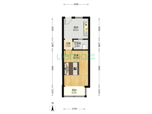 淮河路441号 1室0厅1卫 38平方