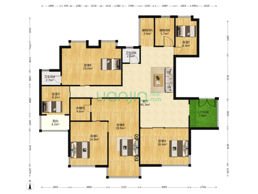 泰来居 6室1厅2卫 202平方