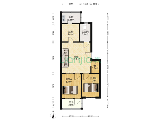物资家属院 2室1厅1卫 60平方