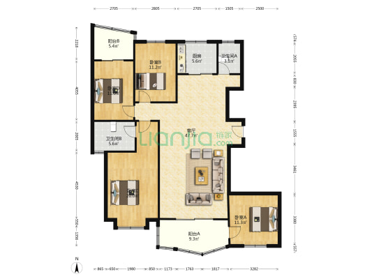 碧灏花园 4室1厅2卫 167平方