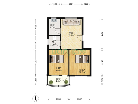 清沁苑 2室1厅1卫 58平方