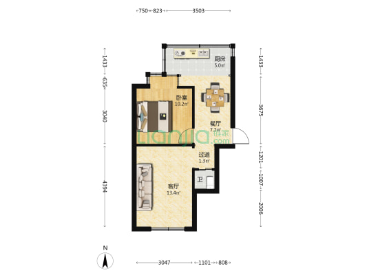 昆明勘察设计院大树营住宅小区 1室2厅1卫 37平方
