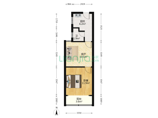 塘东小区 1室1厅1卫 43平方