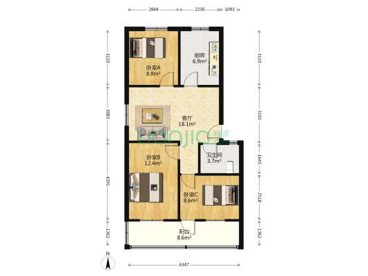 中牟邮政家属楼 3室1厅1卫 79平方