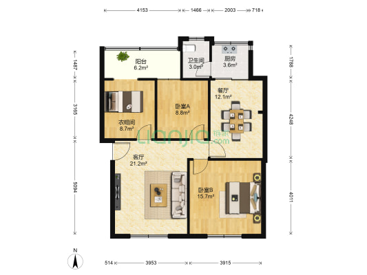 教师新村北小院 2室2厅1卫 101平方