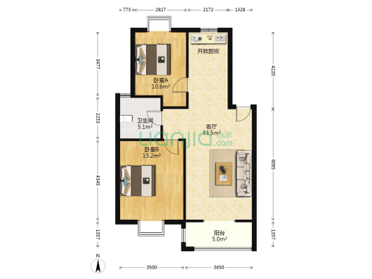 吉祥苑 2室1厅1卫 89平方