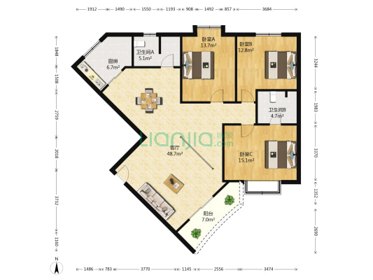 翠林居(武昌) 3室1厅2卫 143平方