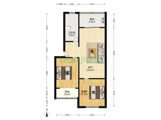 富丽小区西区 2室1厅1卫 74平方