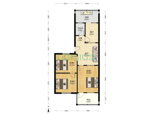 制锦市三圣街 3室2厅1卫 84平方