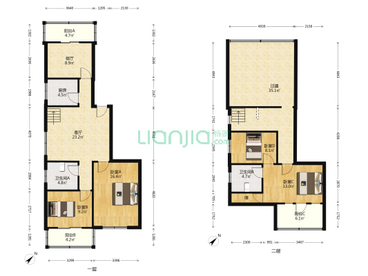 睦安公寓 4室2厅2卫 143平方