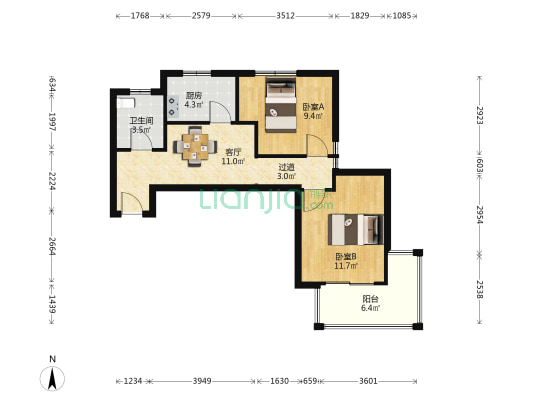 七古登人家 2室1厅1卫 72平方