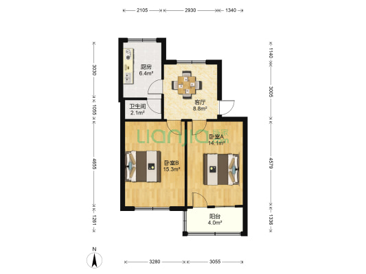 江光小区 2室1厅1卫 53平方