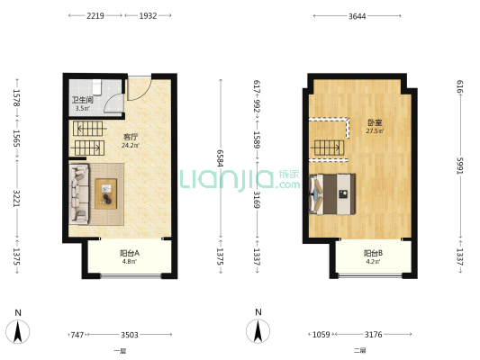 青岛印象滟 1室1厅1卫 46平方