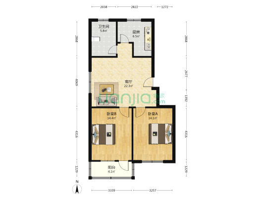 浏西一村 2室1厅1卫 82平方