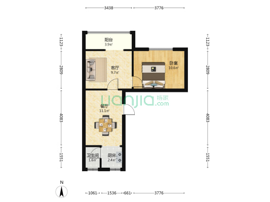 民主路28号 1室2厅1卫 46平方