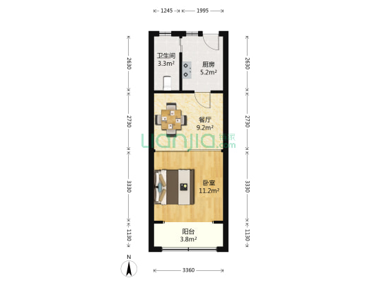化工小区(长宁) 1室1厅1卫 42平方