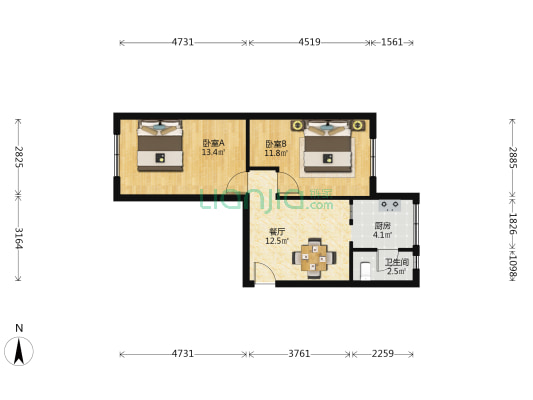 玉坊小区 2室1厅1卫 60平方
