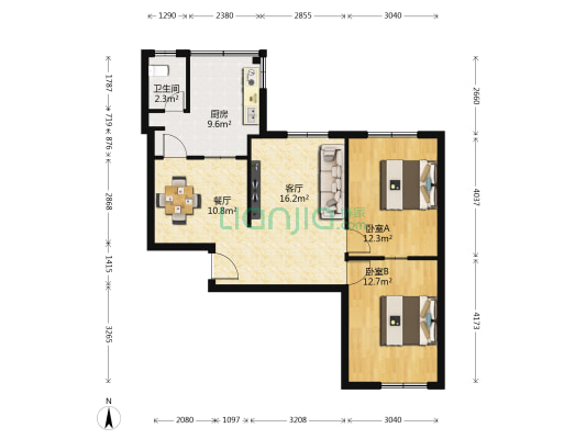 泰华街320号 2室2厅1卫 68平方