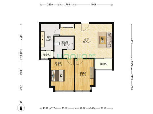 晶耀名邸三期 2室1厅1卫 97平方