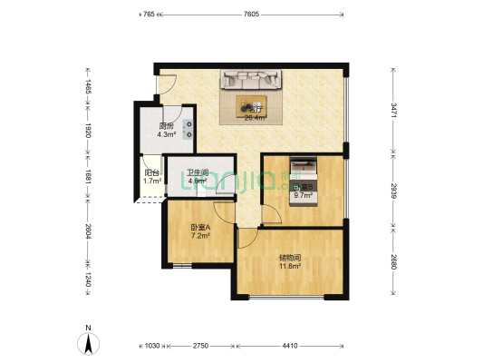 IMC国际广场 2室1厅1卫 99平方