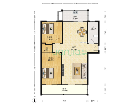 省农药检定所宿舍 2室1厅1卫 86平方