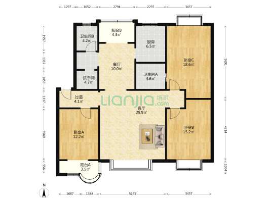 白马庙街21号 3室2厅3卫 140平方
